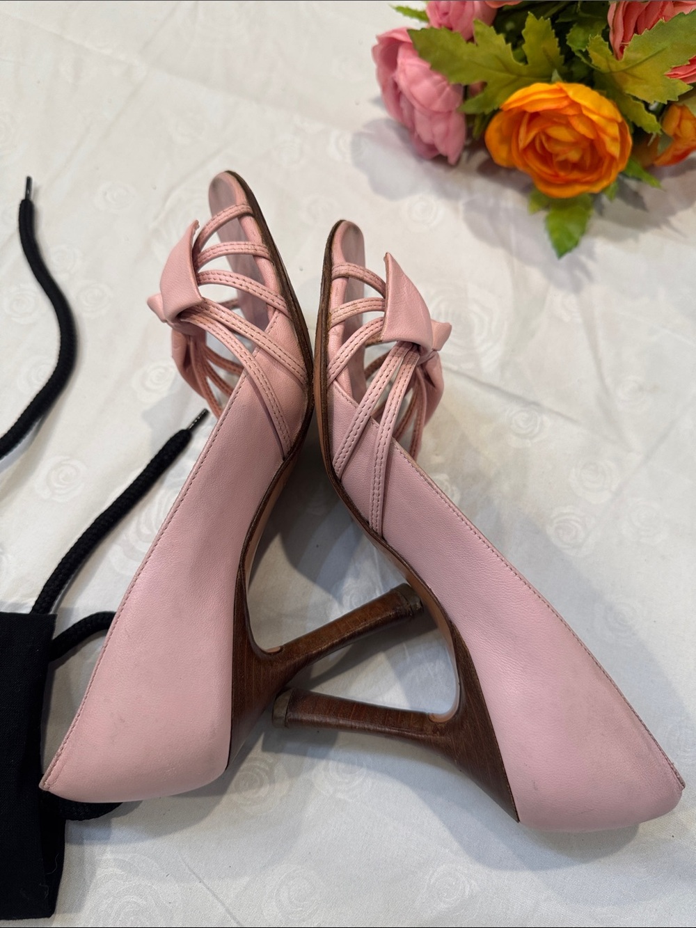 Authentic CHANEL Pink Bow Peep-Toe Heels - Picture 5 of 14